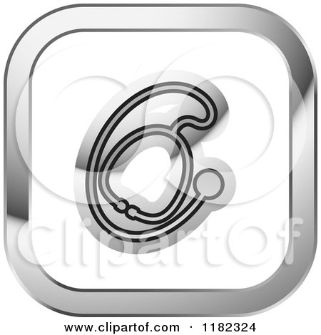Clipart of a White and Silver Stethoscope Icon - Royalty Free Vector Illustration by Lal Perera