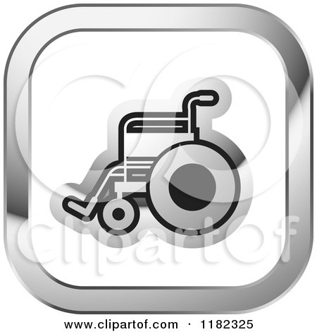 Clipart of a Wheelchair on a Silver and White Icon - Royalty Free Vector Illustration by Lal Perera
