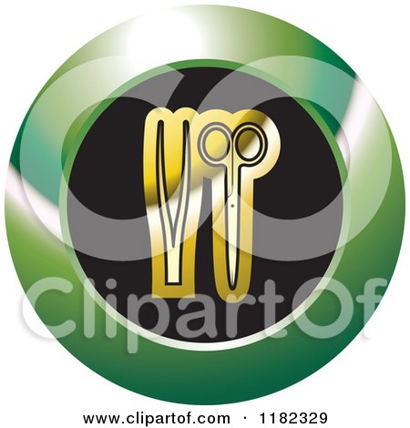 Clipart of Gold Doctor Tools on a Black and Green Icon - Royalty Free Vector Illustration by Lal Perera