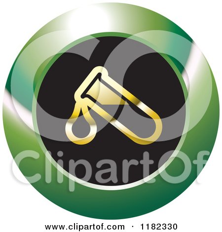 Clipart of a Gold Test Tube on a Black and Green Icon - Royalty Free Vector Illustration by Lal Perera