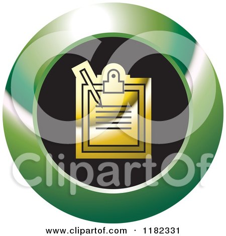 Clipart of a Gold Medical Record on a Black and Green Icon - Royalty Free Vector Illustration by Lal Perera
