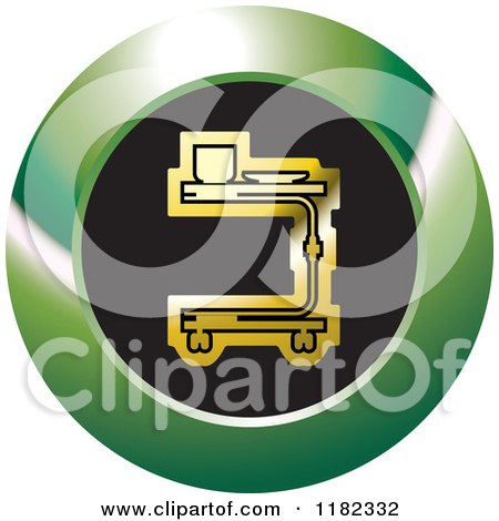 Clipart of a Gold Medical Table on a Black and Green Icon - Royalty Free Vector Illustration by Lal Perera