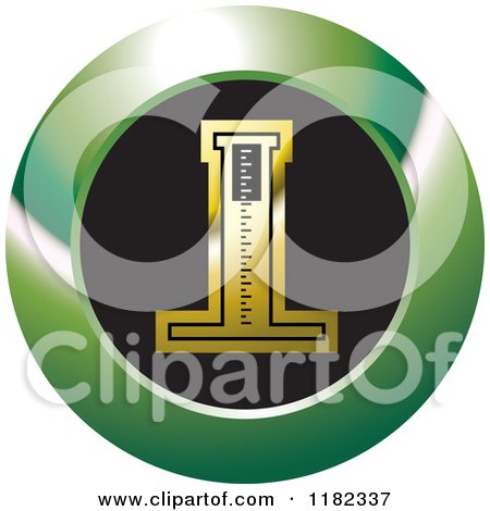 Clipart of a Gold Medical Measuring Device on a Black and Green Icon - Royalty Free Vector Illustration by Lal Perera