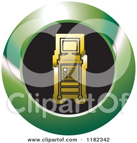 Clipart of a Gold Diagnosis Monitor on a Black and Green Icon - Royalty Free Vector Illustration by Lal Perera