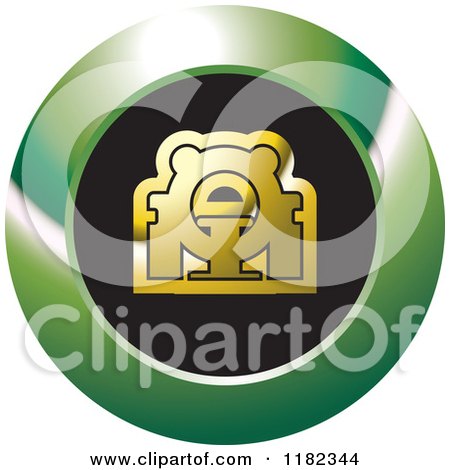 Clipart of a Gold CAT Scan Machine on a Black and Green Icon - Royalty Free Vector Illustration by Lal Perera