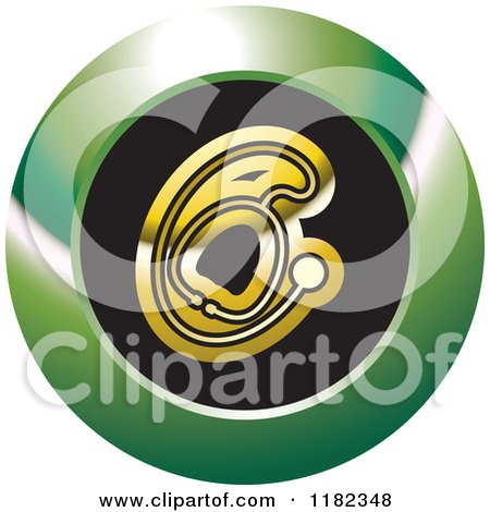 Clipart of a Gold Stethoscope on a Black and Green Icon - Royalty Free Vector Illustration by Lal Perera