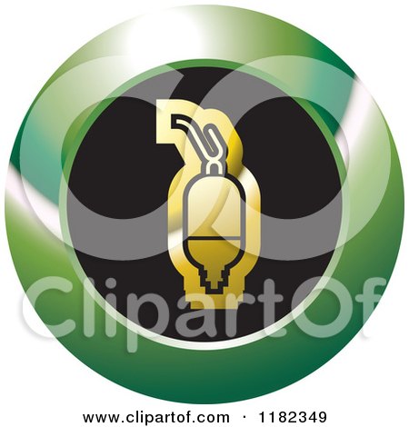 Clipart of a Gold Saline Bottle on a Black and Green Icon - Royalty Free Vector Illustration by Lal Perera