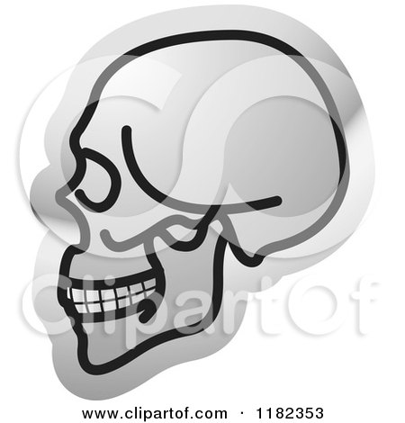 Clipart of a Silver Skull Icon 2 - Royalty Free Vector Illustration by Lal Perera