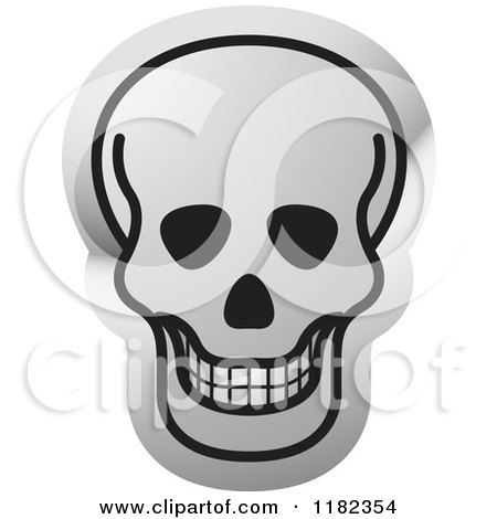 Clipart of a Silver Skull Icon - Royalty Free Vector Illustration by Lal Perera