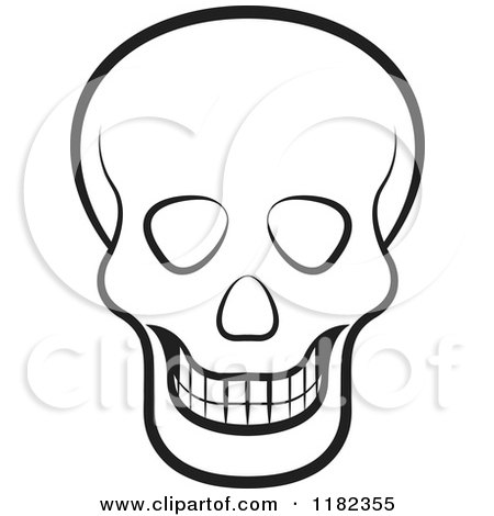 Clipart of a Black and White Grinning Human Skull - Royalty Free Vector Illustration by Lal Perera