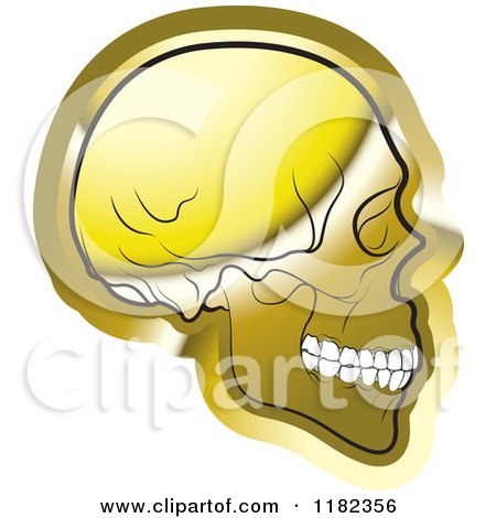 Clipart of a Gold Human Skull in Profile - Royalty Free Vector Illustration by Lal Perera