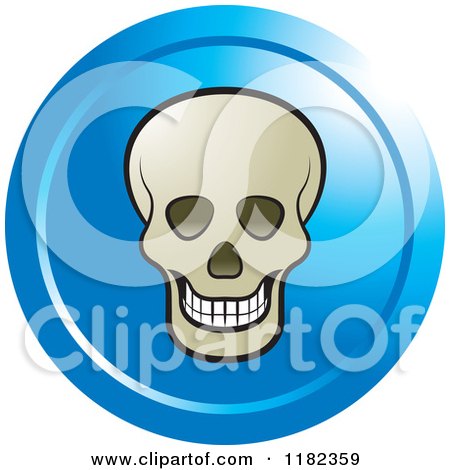 Clipart of a Skull on a Blue Icon - Royalty Free Vector Illustration by Lal Perera