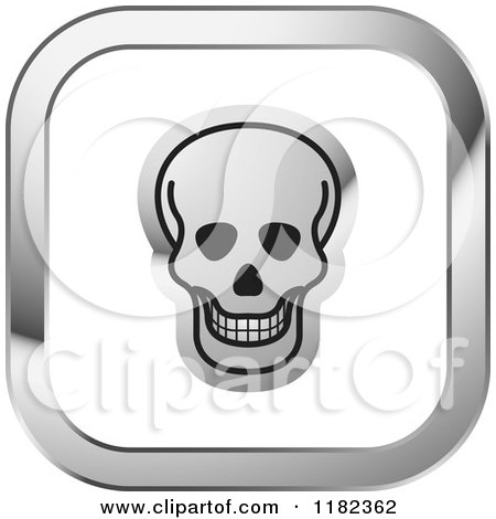 Clipart of a Skull on a Silver and White Icon - Royalty Free Vector Illustration by Lal Perera