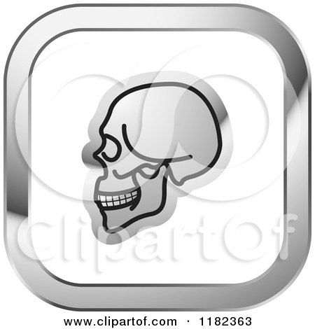 Clipart of a Skull on a Silver and White Icon 2 - Royalty Free Vector Illustration by Lal Perera
