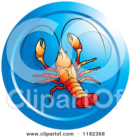 Clipart of a Round Blue Crawfish Icon - Royalty Free Vector Illustration by Lal Perera