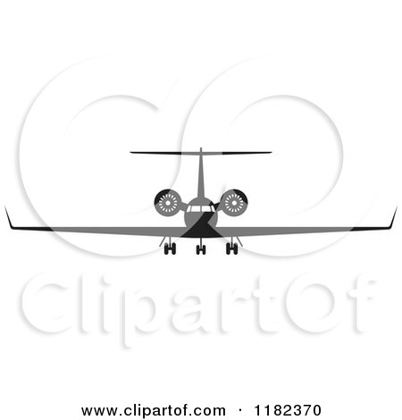 Clipart of a Black and White Airplane on a Runway - Royalty Free Vector Illustration by Lal Perera