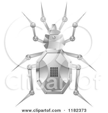 Clipart of a Silver Robot Beetle - Royalty Free Vector Illustration by Lal Perera