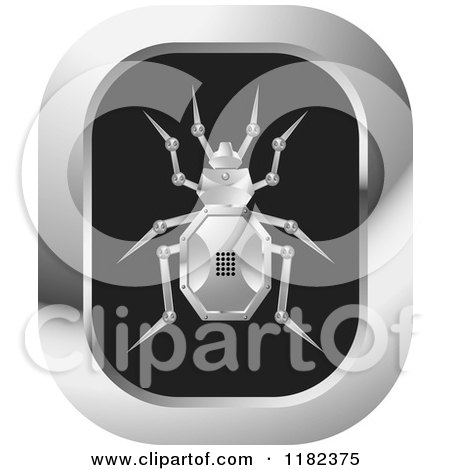 Clipart of a Silver Robot Beetle on an Icon - Royalty Free Vector Illustration by Lal Perera