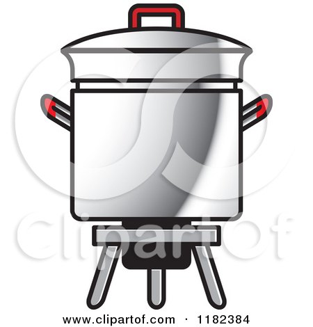 Clipart of a Metal Pot on a Cooker Stand - Royalty Free Vector Illustration by Lal Perera