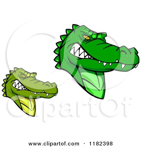 Clipart of Tough Green Alligator Mascots - Royalty Free Vector Illustration by Vector Tradition SM