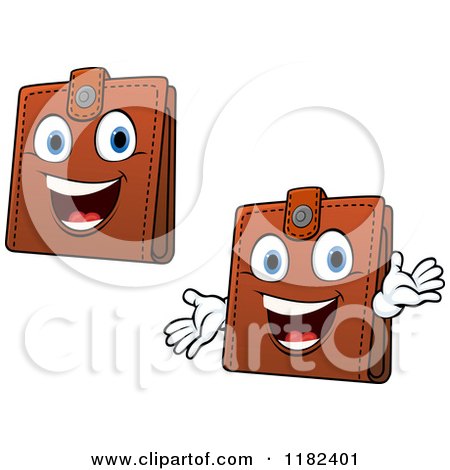 Clipart of Happy Wallet Mascots - Royalty Free Vector Illustration by Vector Tradition SM