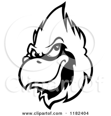 Clipart of a Grayscale Cardinal Head 3 - Royalty Free Vector Illustration by Vector Tradition SM