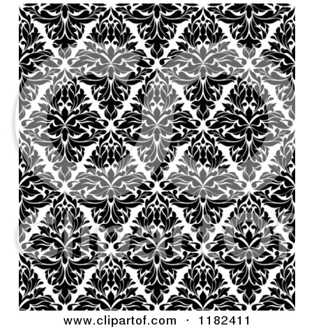 Clipart of a Black and White Triangular Damask Pattern Seamless Background 32 - Royalty Free Vector Illustration by Vector Tradition SM