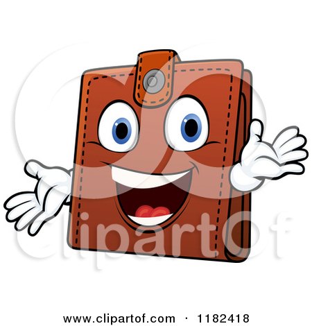 Clipart of a Happy Wallet Mascot with Arms - Royalty Free Vector Illustration by Vector Tradition SM