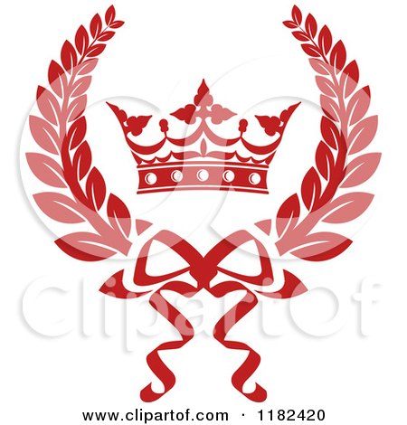 Clipart of a Red Laurel Wreath with a Crown - Royalty Free Vector Illustration by Vector Tradition SM