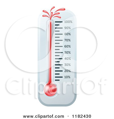 Cartoon of Liquid Bursting from a Thermometer - Royalty Free Vector Clipart by AtStockIllustration
