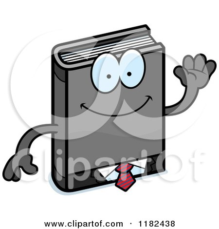 Cartoon of a Waving Business Book Mascot - Royalty Free Vector Clipart by Cory Thoman