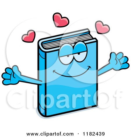 Cartoon of a Loving Blue Book Mascot - Royalty Free Vector Clipart by Cory Thoman
