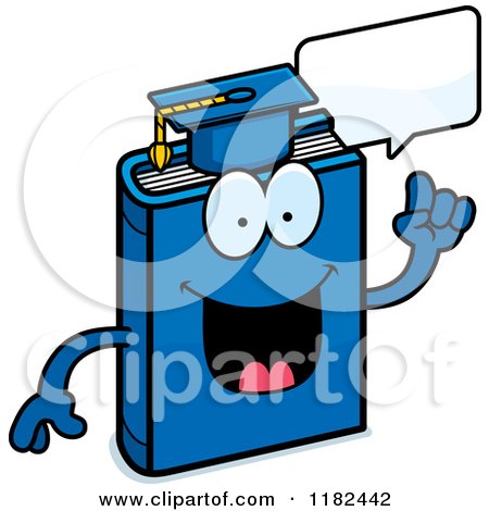 Cartoon of a Talking Blue Teacher Book Mascot - Royalty Free Vector Clipart by Cory Thoman