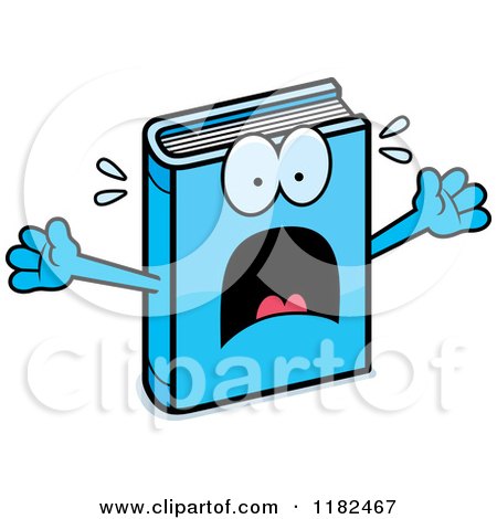 Cartoon of a Scared Blue Book Mascot - Royalty Free Vector Clipart by Cory Thoman