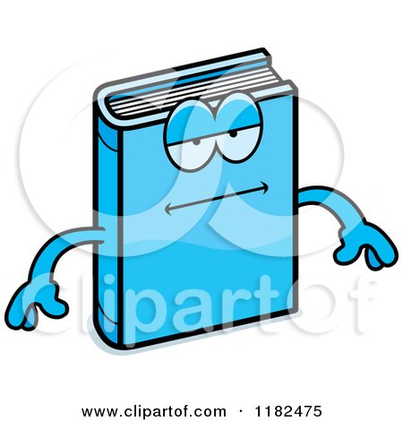 Cartoon of a Bored Blue Book Mascot - Royalty Free Vector Clipart by Cory Thoman