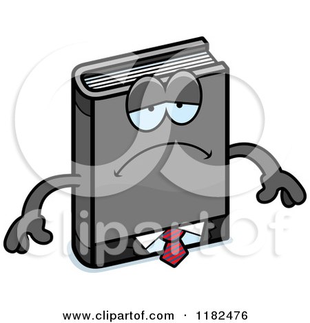 Cartoon of a Depressed Business Book Mascot - Royalty Free Vector Clipart by Cory Thoman