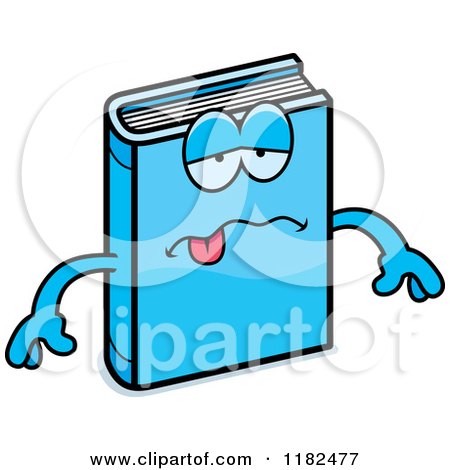Cartoon of a Sick Blue Book Mascot - Royalty Free Vector Clipart by Cory Thoman