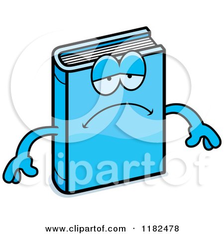 Cartoon of a Depressed Blue Book Mascot - Royalty Free Vector Clipart by Cory Thoman