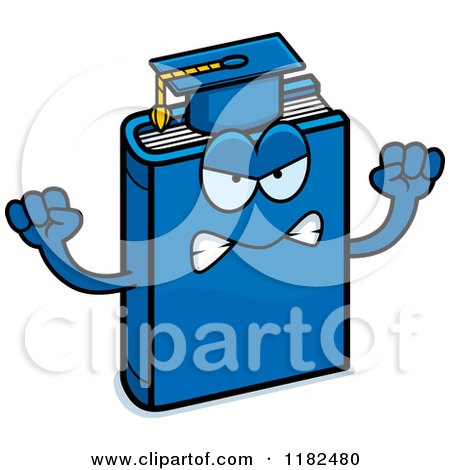 Cartoon of a Mad Blue Teacher Book Mascot - Royalty Free Vector Clipart by Cory Thoman