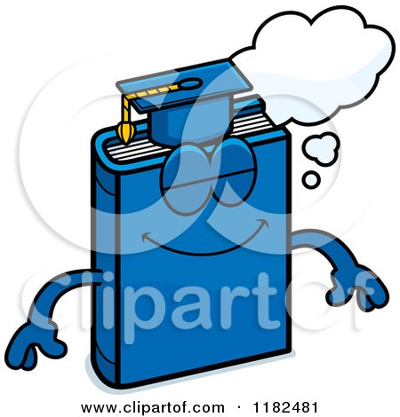 Cartoon of a Dreaming Blue Teacher Book Mascot - Royalty Free Vector Clipart by Cory Thoman