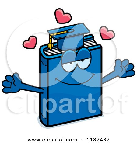 Cartoon of a Loving Blue Teacher Book Mascot - Royalty Free Vector Clipart by Cory Thoman