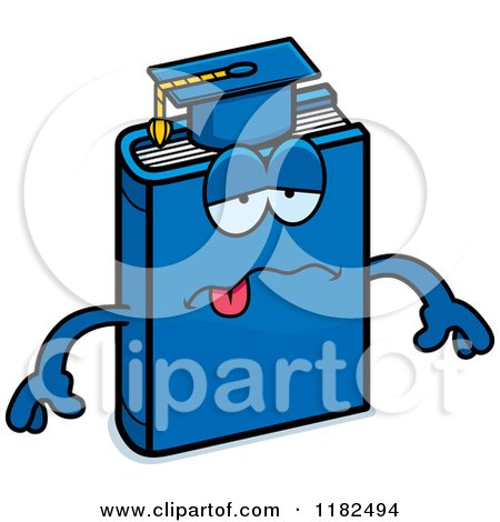 Cartoon of a Sick Blue Teacher Book Mascot - Royalty Free Vector Clipart by Cory Thoman