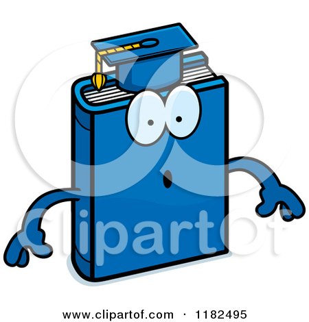 Cartoon of a Surprised Blue Teacher Book Mascot - Royalty Free Vector Clipart by Cory Thoman