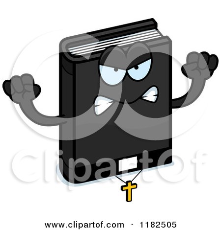 Cartoon of a Mad Bible Mascot - Royalty Free Vector Clipart by Cory Thoman