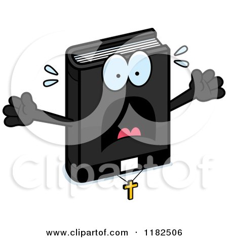 Cartoon of a Scared Bible Mascot - Royalty Free Vector Clipart by Cory Thoman