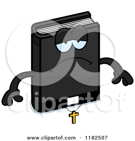 Cartoon of a Depressed Bible Mascot - Royalty Free Vector Clipart by Cory Thoman