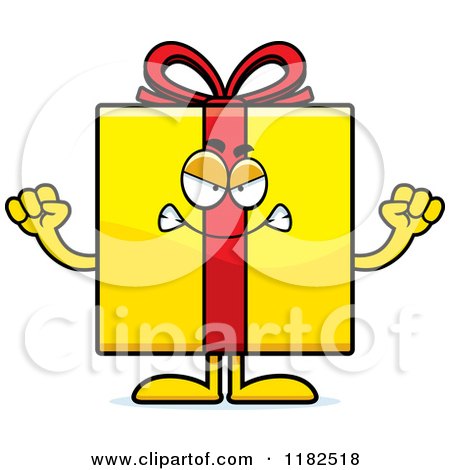 Cartoon of a Mad Yellow Gift Box Mascot - Royalty Free Vector Clipart by Cory Thoman