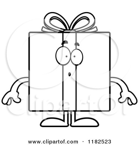 Cartoon of a Black And White Surprised Gift Box Mascot - Royalty Free Vector Clipart by Cory Thoman