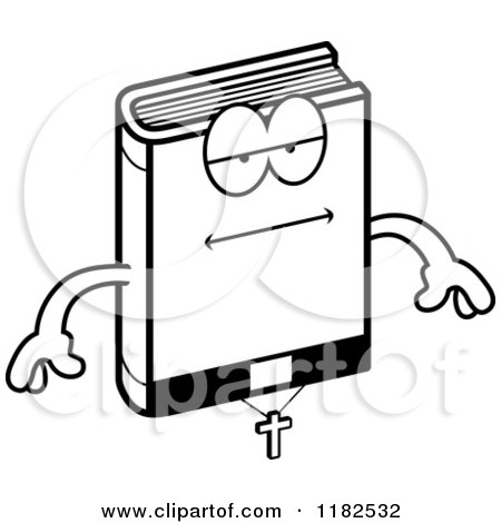 Cartoon of a Black And White Bored Bible Mascot - Royalty Free Vector Clipart by Cory Thoman
