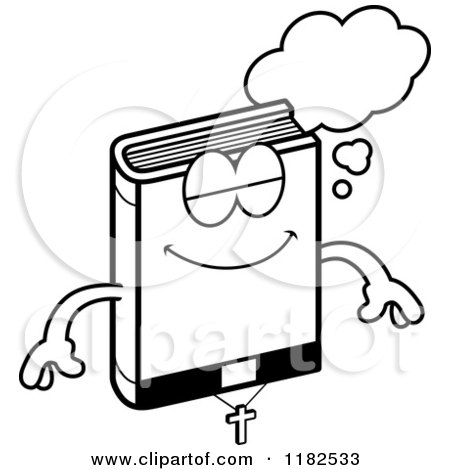 Cartoon of a Black And White Dreaming Bible Mascot - Royalty Free Vector Clipart by Cory Thoman